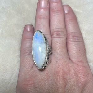 Women’s cocktail silver ring moonstone 7